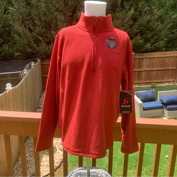 Killik Men's Essential 1/4 Zip Long Sleeve Casual Shirt | Size Large | Red NEW!! - Picture 2 of 9